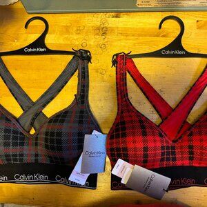 TWO (2) of Calvin Klein Modern Cotton Holiday Unlined Bralette QF7771 NWT